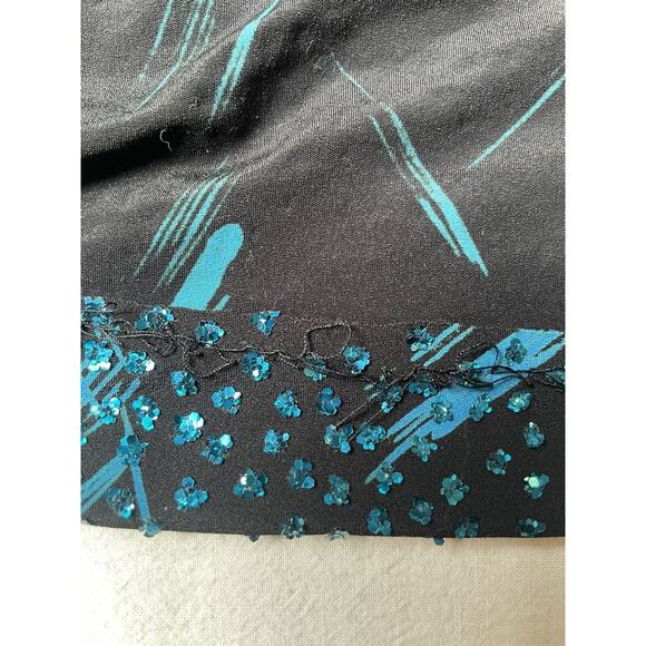 Vintage NUIT I Magnin Women’s Shirt Blouse Blue Sparkle Glitter Made In USA 80’s - Picture 4 of 8